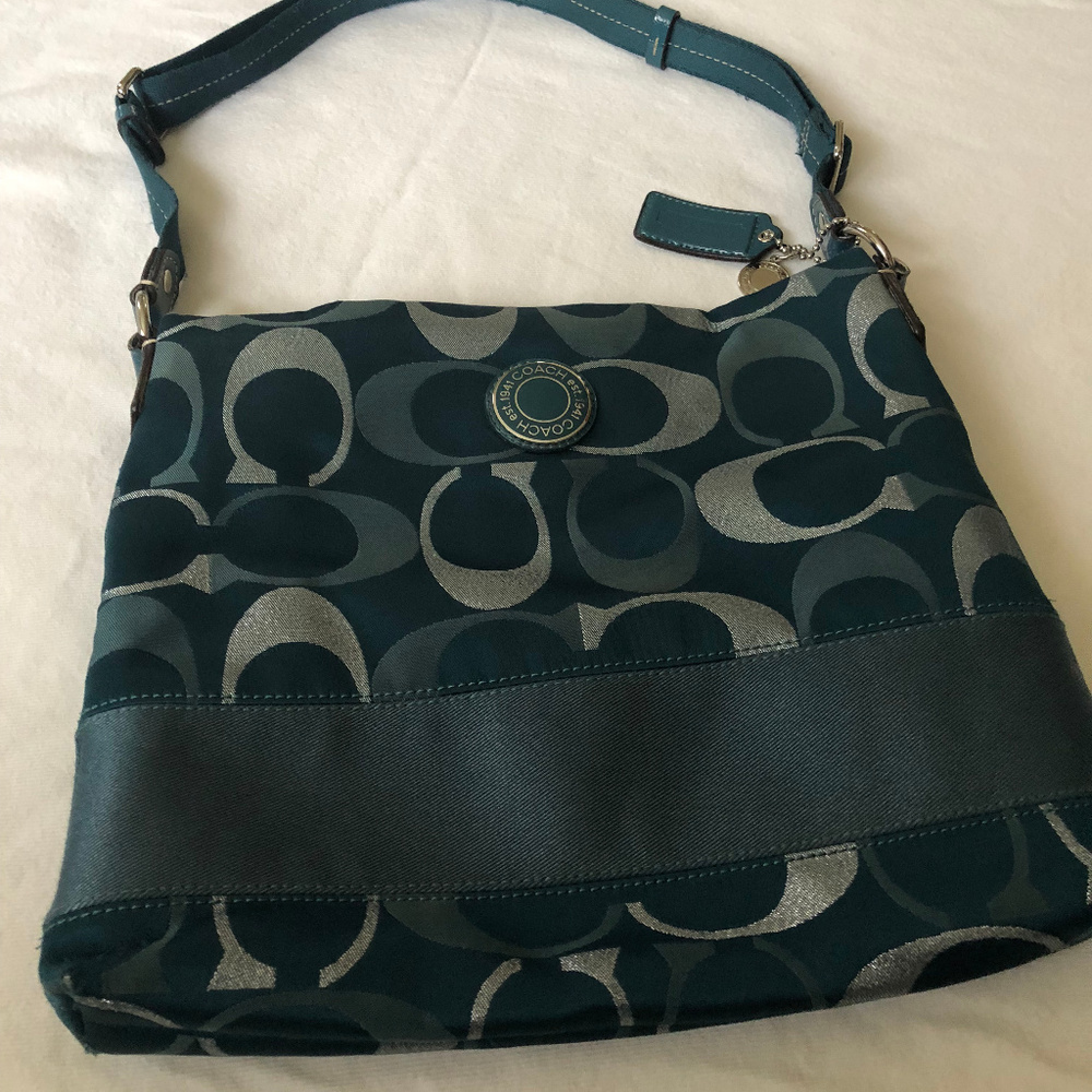 Coach Teal Silver Duffle